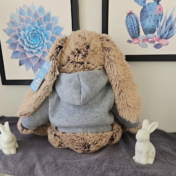 Plush Easter Bunny with Gray Sports Hoodie - Picture 5 of 5